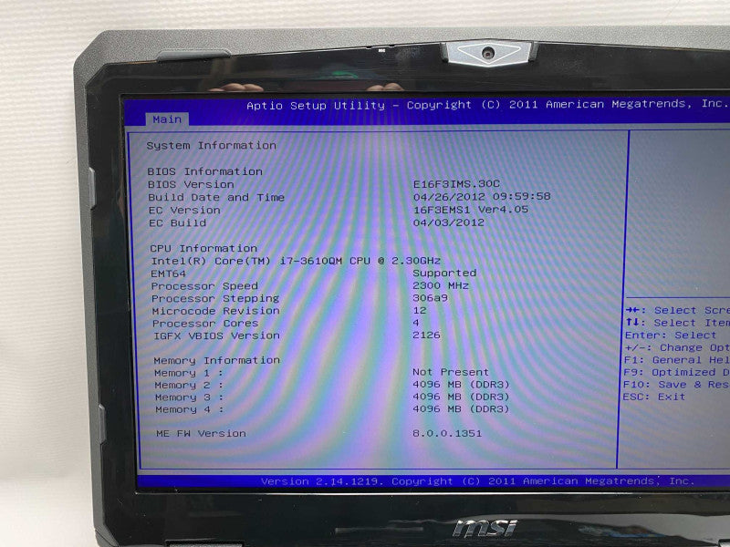 MSI GT60 Gaming Laptop with i7-3610QM CPU 12GB RAM & 2x 500GB HDD Storage  -