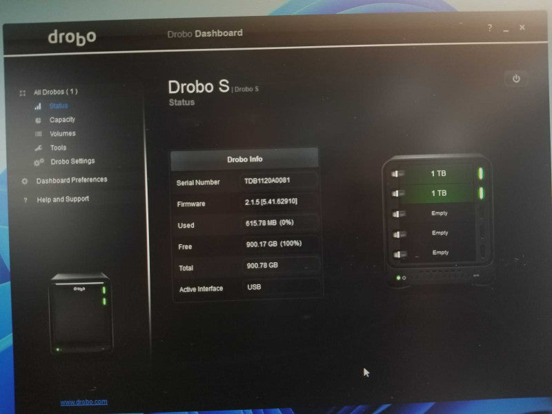 Drobo DRDR4-A, 5 x 3.5\\" Bay, 2x 1TB HDDs, eSata _ _