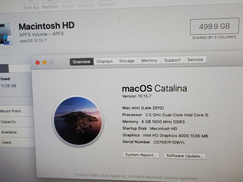 Mac Mini 2012 Core i5 @ 2.5GHz 8GB DDR3 500GB HDD  ~