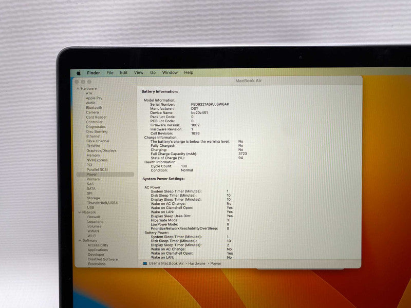 MacBook Air Retina 13-inch 2019 with i5-8210Y 16GB RAM & 250GB Storage  -