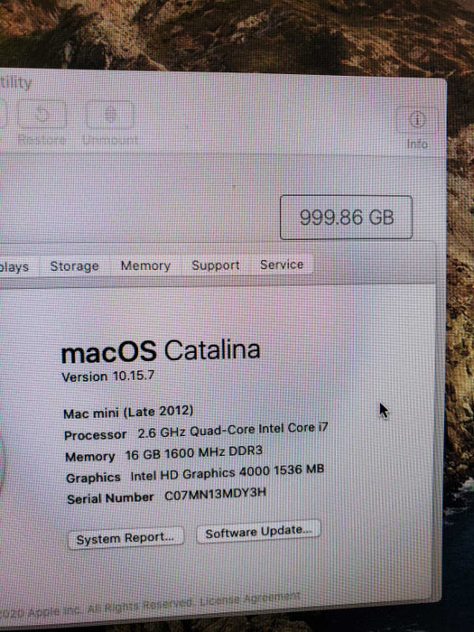 Mac mini L.2012, i7-3720QM 2.6GHz 16GB DDR3, 1TB HDD INTEL HD Graphics 4000 ~