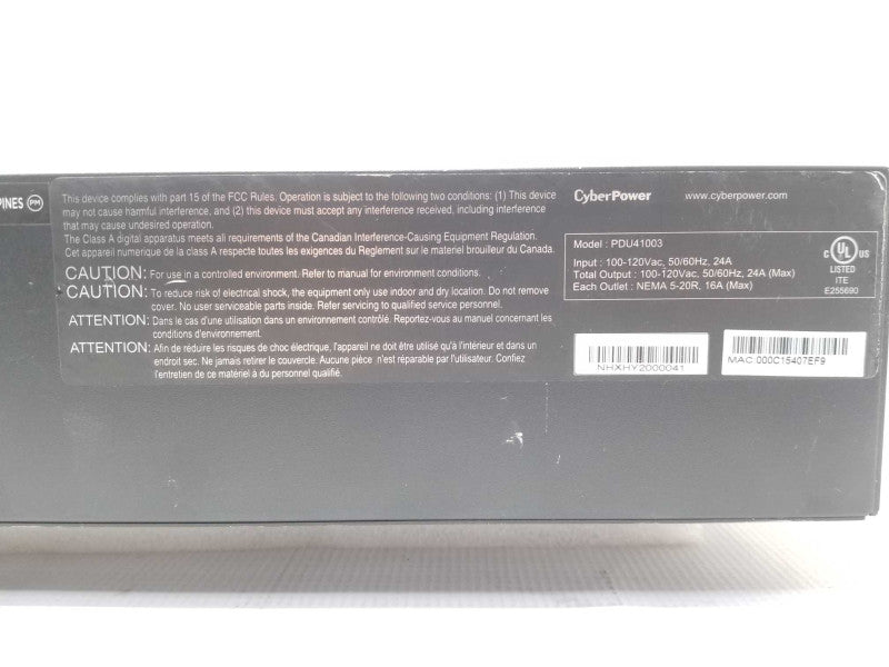 CyberPower PDU41003 Switched PDU,100-120Vac 24A,16 Outlets _