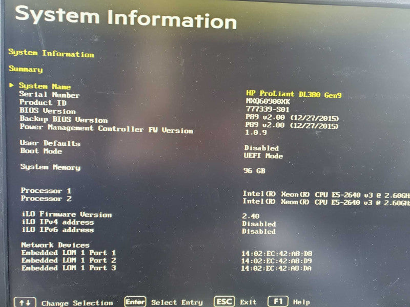 HP ProLiant DL380 G9, 2x Xeon E5-2640(v3) 2.6GHz 8C/96GB ECC, P440ar ~