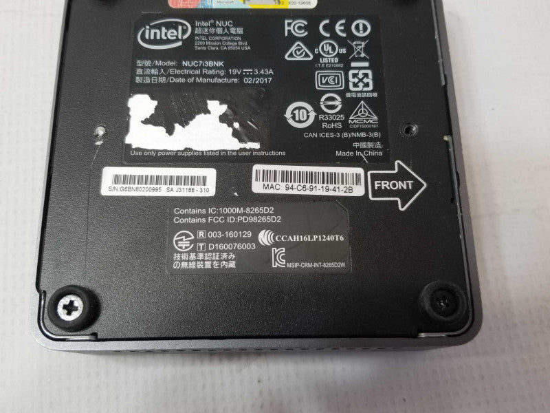 Intel NUC NUC7i3BNK mini PC core i3-7100u 2.40GHz 16GB, No HDD _