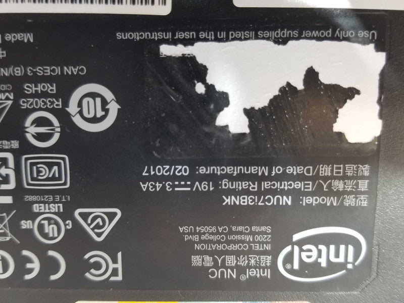 Intel NUC NUC7i3BNK mini PC core i3-7100u 2.40GHz 16GB, No HDD _