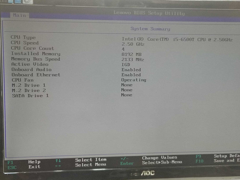Lenovo Thinkcenter M910q core i5-6500T 2.50GHz 8GB, No HDD _
