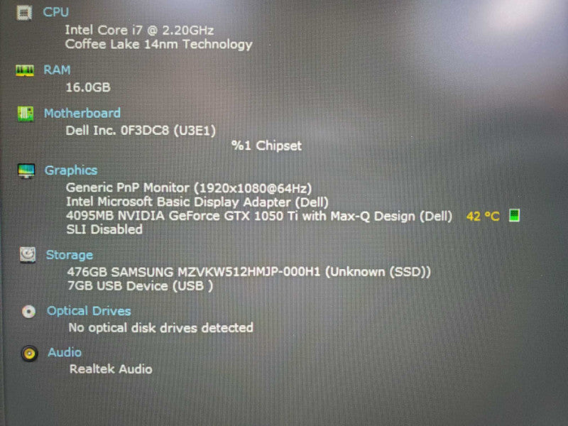 Dell XPS P56F 15.6\\" Core i7-8750H @ 2.2GHz 16GB DDR4 500GB SSD GTX 1050 4GB (