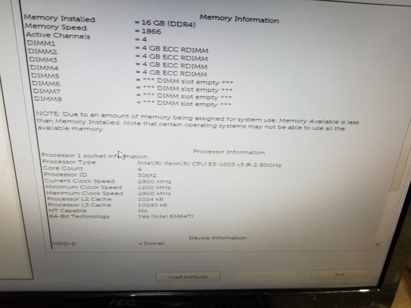 Dell Precision Tower T5810 Xen E5-1603V3 @ 2.8GHz, 16GB DDR4, Quadro K620 _