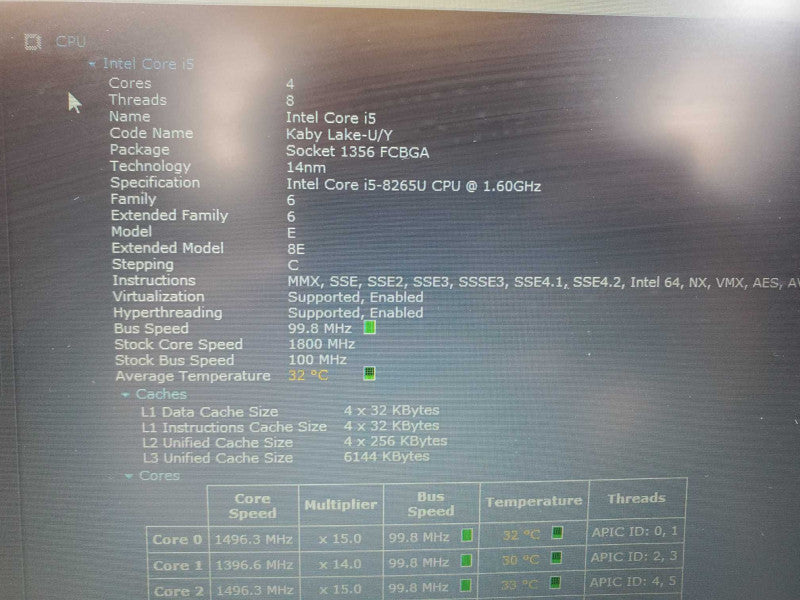 Lenovo ThinkPad T490 Core i5-8265U @ 1.6GHz 8GB DDR4 250GB SSD Q(