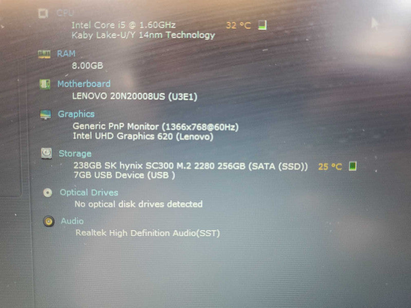 Lenovo ThinkPad T490 Core i5-8265U @ 1.6GHz 8GB DDR4 250GB SSD Q(