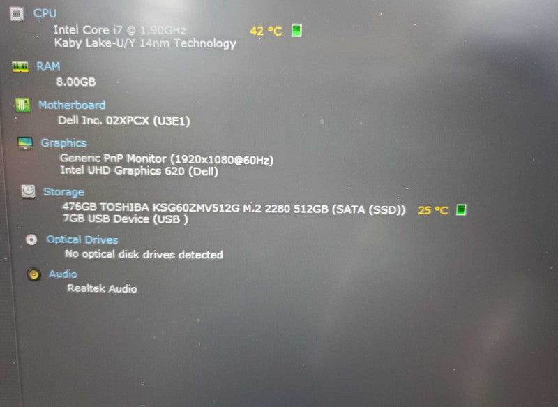 Dell Latitude 7490 Core i7-8650U @ 1.9GHz 8GB DDR4 500GB SSD (