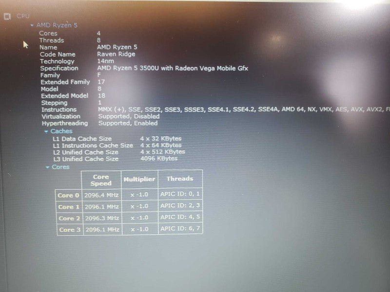 Lenovo Ipad3 L3400 AMD Ryzen 5 3500U @ 2.1 GHz 8 GB DDR4 250 GB SSD (