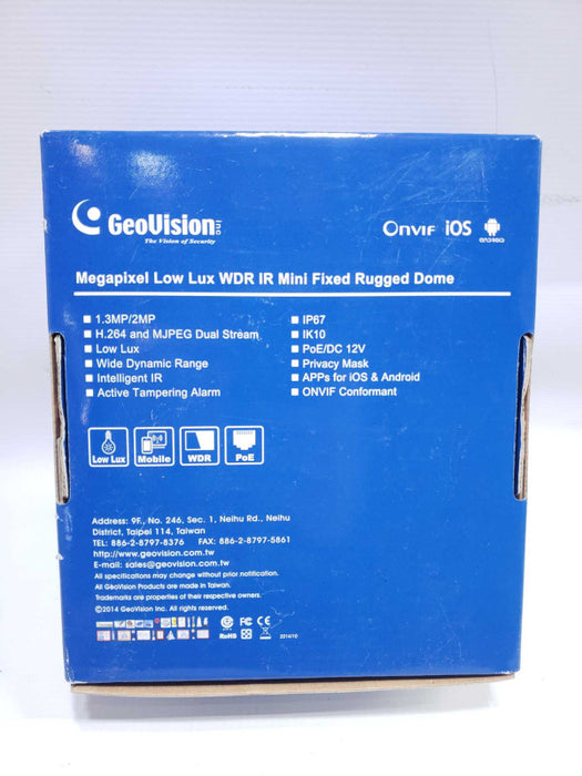 Geovision GV-EDR1100-0F 4MP H.265 Outdoor Fixed Mini Dome IP Security Camera Q)