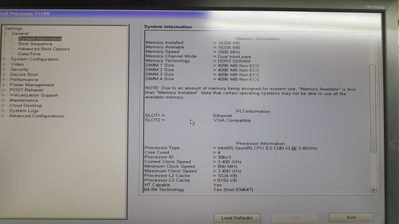 Dell Precision T1700 Xeon E3-1240 V3 @ 3.40ghz / 16gb ram / Quadro NVS 310 #