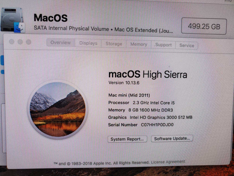 Mac mini - M.2011 A1347, i5-2415M 2.3GHz / 8GB, intel HD 3000, 500GB HDD ~