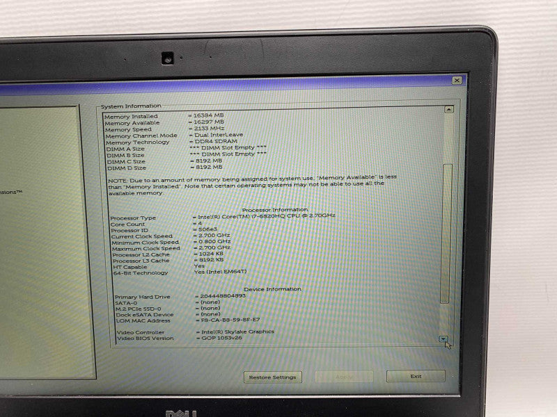 DELL Precision 7510 with i7-6720HQ CPU 16GB RAM & 1TB SSD Strorage  -