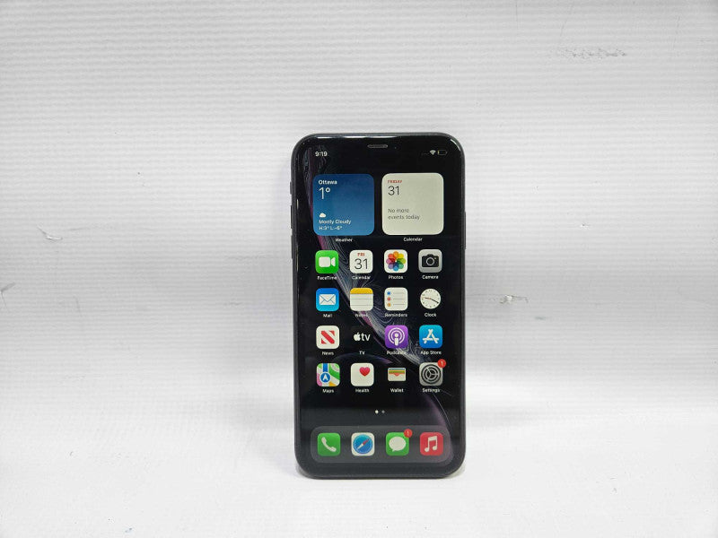 Apple iPhone XR 128 GB Black (Unlocked) Smartphone - Back Glass Cracked )