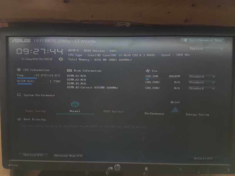 CPU/MOBO Combo i5-4670 @ 3.40ghz / 8gb ram / H87M-E / IO Shield #
