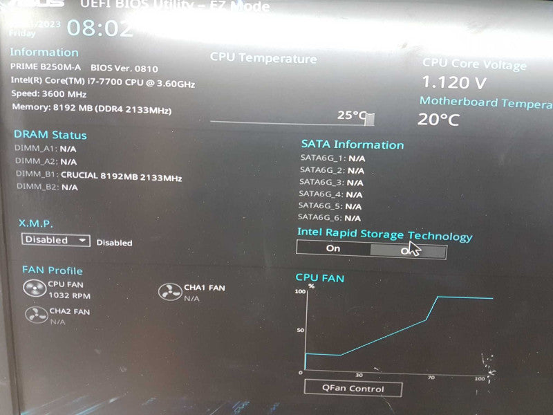 CPU/MOBO Combo i7-7700 @ 3.60ghz / 8gb ram / B250M-A / IO Shield Included #