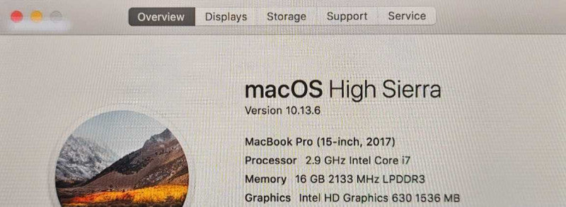 2017 MacBook Pro i7-7820HQ @ 2.90GHz 16GB RAM TouchBar )