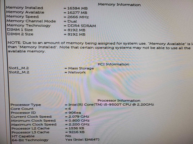 Dell Optiplex 3070 SFF Core i5-9500T @ 2.2GHz 16GB DDR4 250 GB SSD ~