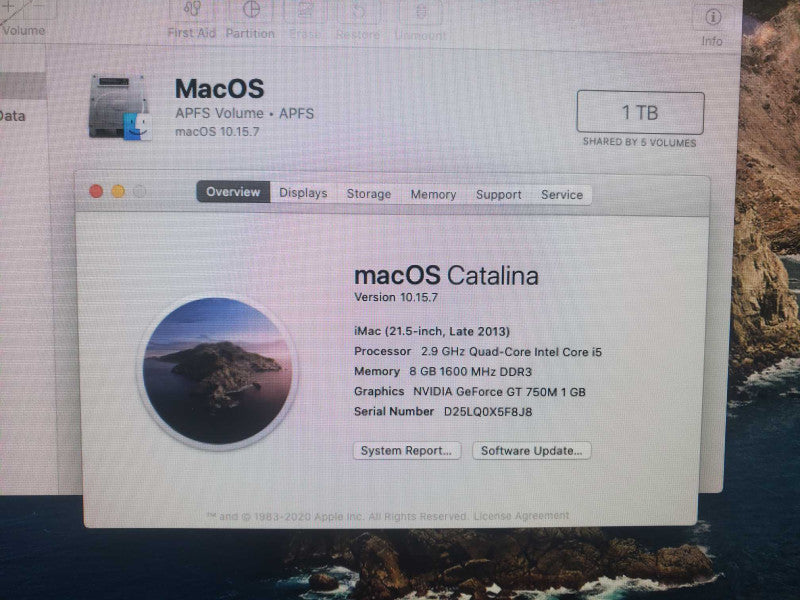 iMac 21.5\\" - L.2013 A1418, i5-4570S 2.9GHz/8GB, Intel Iris Pro, 1TB HDD ~