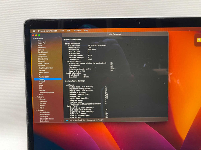MacBook Air Retina 13-inch 2019 with i5-8210Y CPU 16GB RAM & 250GB Storage  -