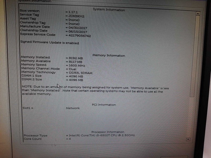 Dell OptiPlex 3040 USFF Core i5-6500T 2.50GHz 8GB DDR4 128GB SSD Q$