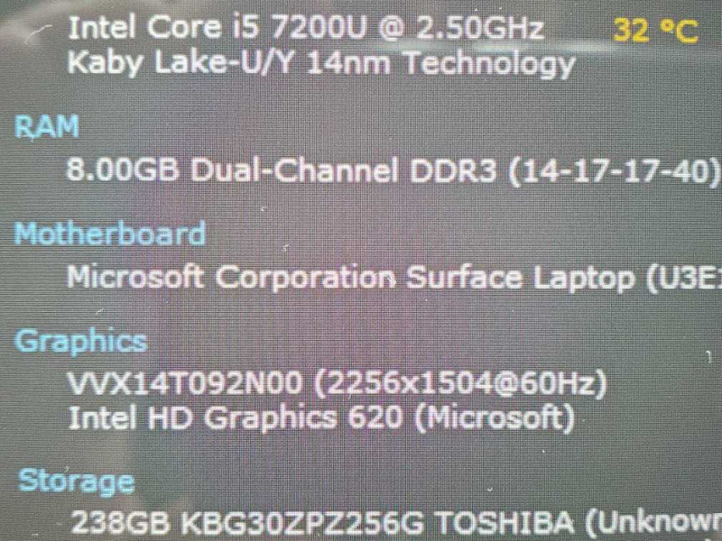 Microsoft Surface Laptop 2 (1769) i5-7200U 8GB RAM 256GB Storage  |
