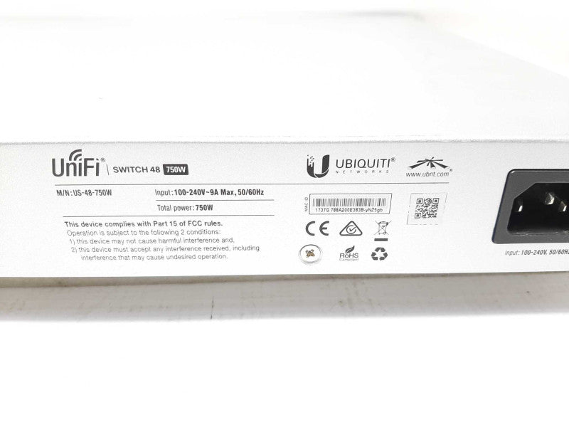 Ubiquiti Networks Unifi Switch 48 750W PoE+ Switch Unifi US-48-750W READ $