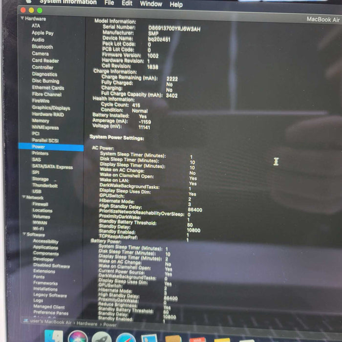 MacBook Air Retina 13-inch 2018 with i5-8210Y CPU 16GB RAM & 120GB Storage =