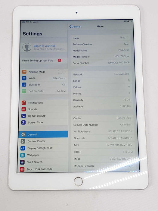 Apple iPAD air 2, 16GB, Wi-Fi + GSM, Carrier unlocked Q_