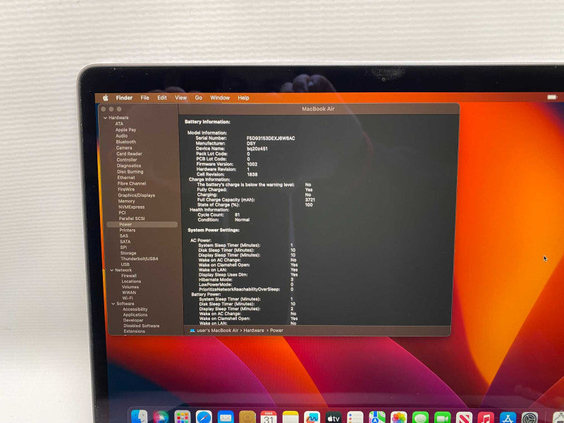 MacBook Air Retina 13-inch 2019 with i5-8210Y CPU 16GB RAM & 250GB  -