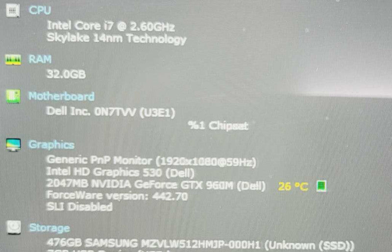 Dell XPS 9550 15.6\\" Silver FHD 2.6GHz i7-6700HQ 32GB 512GB GTX 960M =