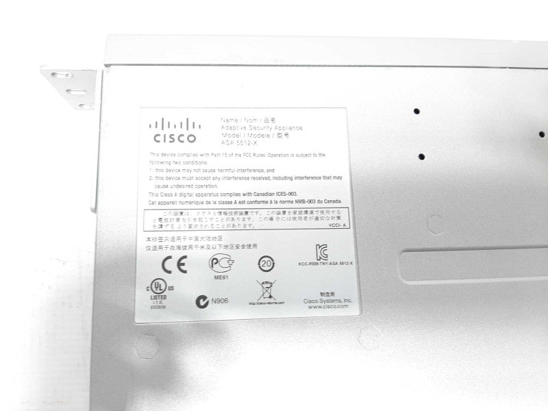 CISCO ASA 5512-X ADAPTIVE NETWORK SECURITY/FIREWALL APPLIANCE $