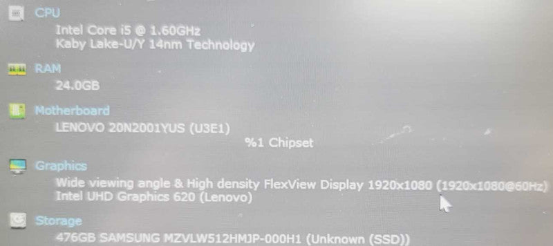 LENOVO ThinkPad Laptop T490 14\\" FHD i5-8265U@1.60GHz 24GBRAM 512GB SSD  =