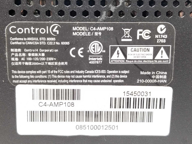 Control4 8 Zone Power Amplifier C4-AMP108  _