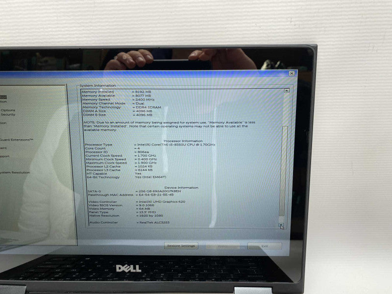 DELL Latitude 3390 2-in-1 with with i5-8350U CPU 8GB RAM & 256GB SSD Storage READ   -