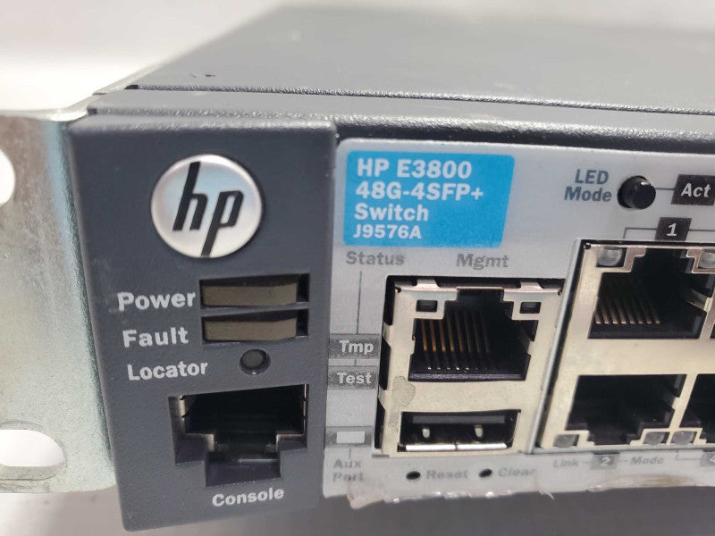 HP E3800 48G-4SFP J9576A 48-Port Switch w/ J9577A Stack Module / 2x PSUs~