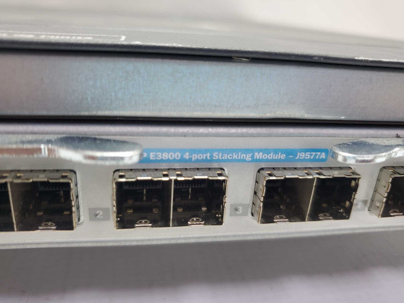 HP E3800 48G-4SFP J9576A 48-Port Switch w/ J9577A Stack Module / 2x PSUs~