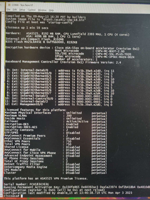 Cisco ASA5525-X ASA 5525-X Adaptive Security Appliance VPN Premium license ~