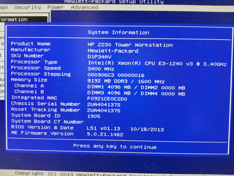 HP Z230 SFF WS, Xeon E3-1240v3 3.4GHz, 8GB DDR3, No HDD,  Nvidia k600 GPU _
