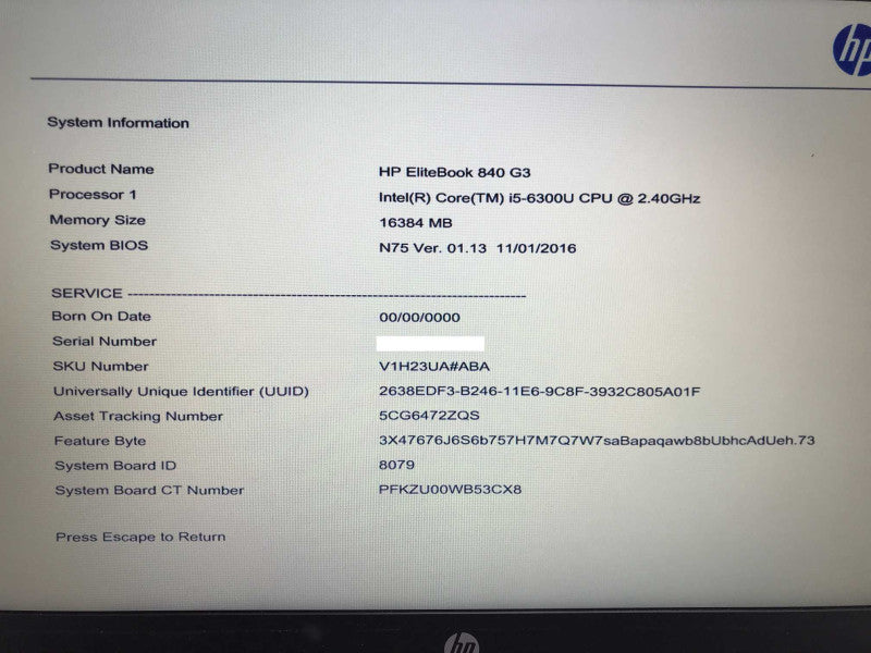 HP EliteBook 840 G3 i5-6300 @ 2.4GHz, 16 GB DDR4 512GB SSD