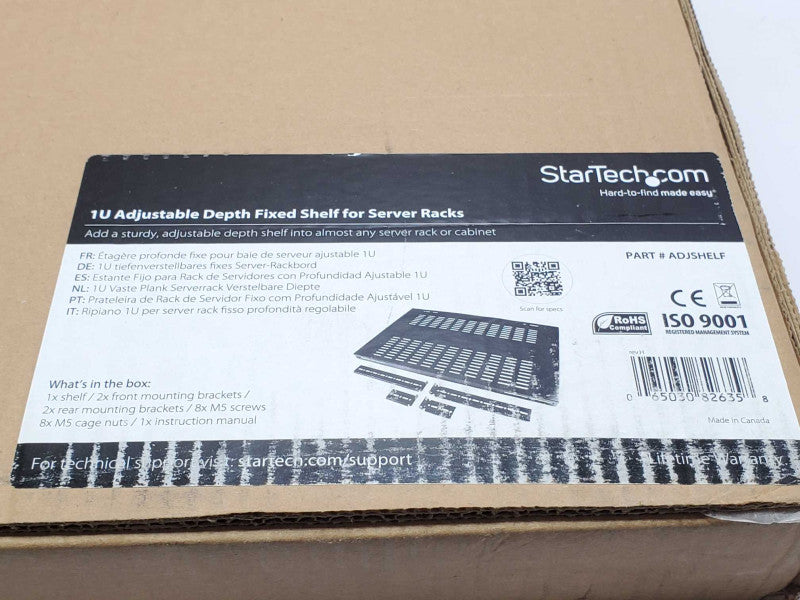 StarTech 1U Adjustable Depth Fixed Shelf For Server Racks Q|