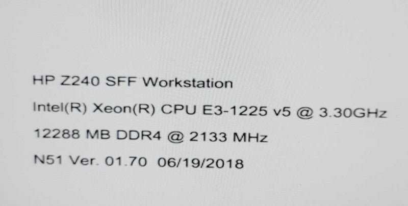 HP Z240 SFF Workstation Intel Xeon E3-1225 v5, 12GB RAM, P620, no HDD =