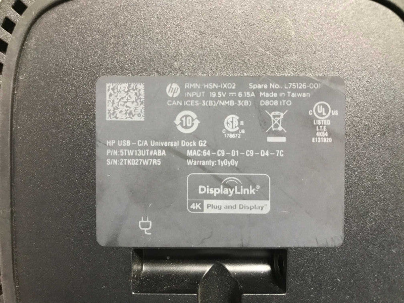 HP HSN-IX02 USB-C Universal G2 Docking Station  _