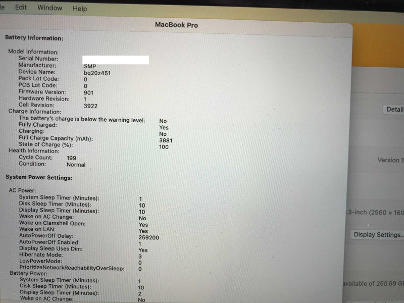 MacBook Pro Touchbar (2017) 13 inch with i7-7567U cpu, 16GB RAM 250GB Storag