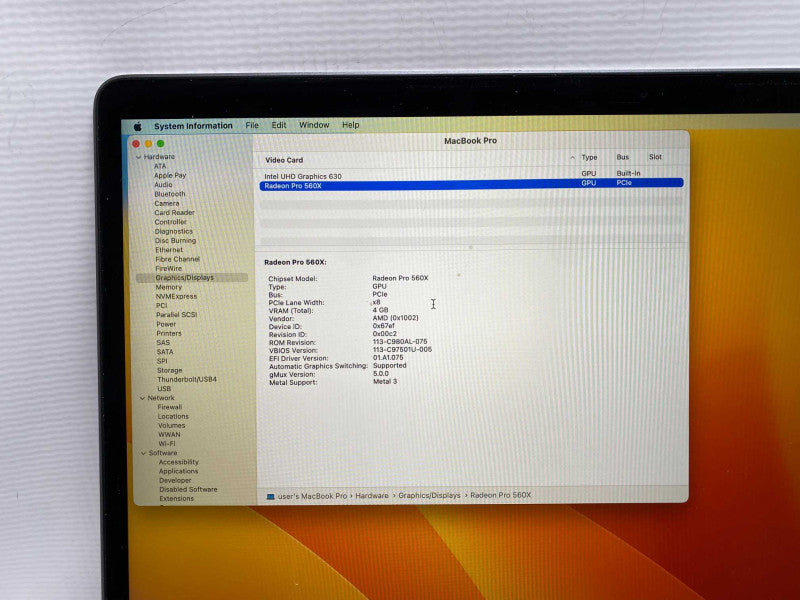 MacBook Pro TouchBar 15-inch 2019 with i9-9880H CPU 16GB RAM & 500GB Storage  -
