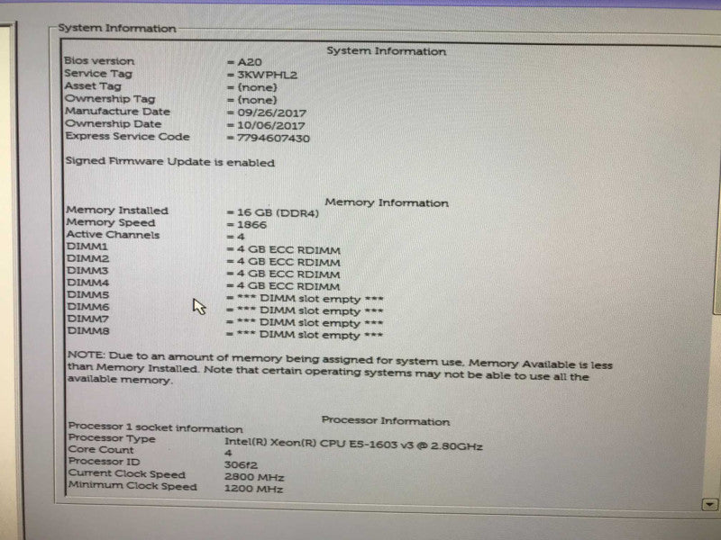 Dell Precision Tower T5810 Xen E5-1603V3 @ 2.8GHz, 8GB DDR4, Quadro K620 Q_