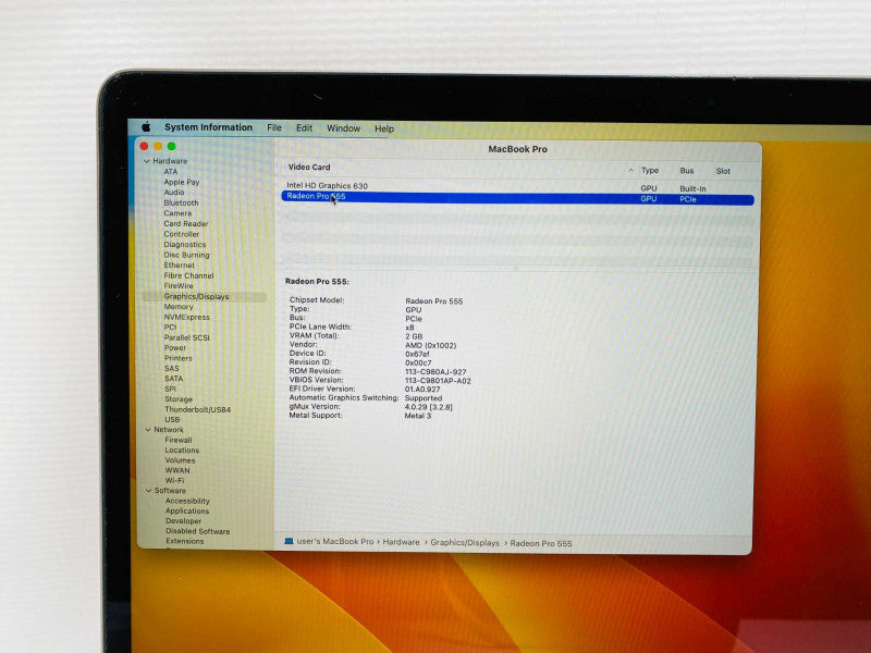MacBook Pro 15-inch TouchBar 2017 with i7-7700HQ CPU 16GB RAM & 250GB READ  -